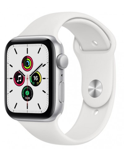 Apple Watch SE 44mm Silver Aluminum Case with White Sport Band (MYDQ2)